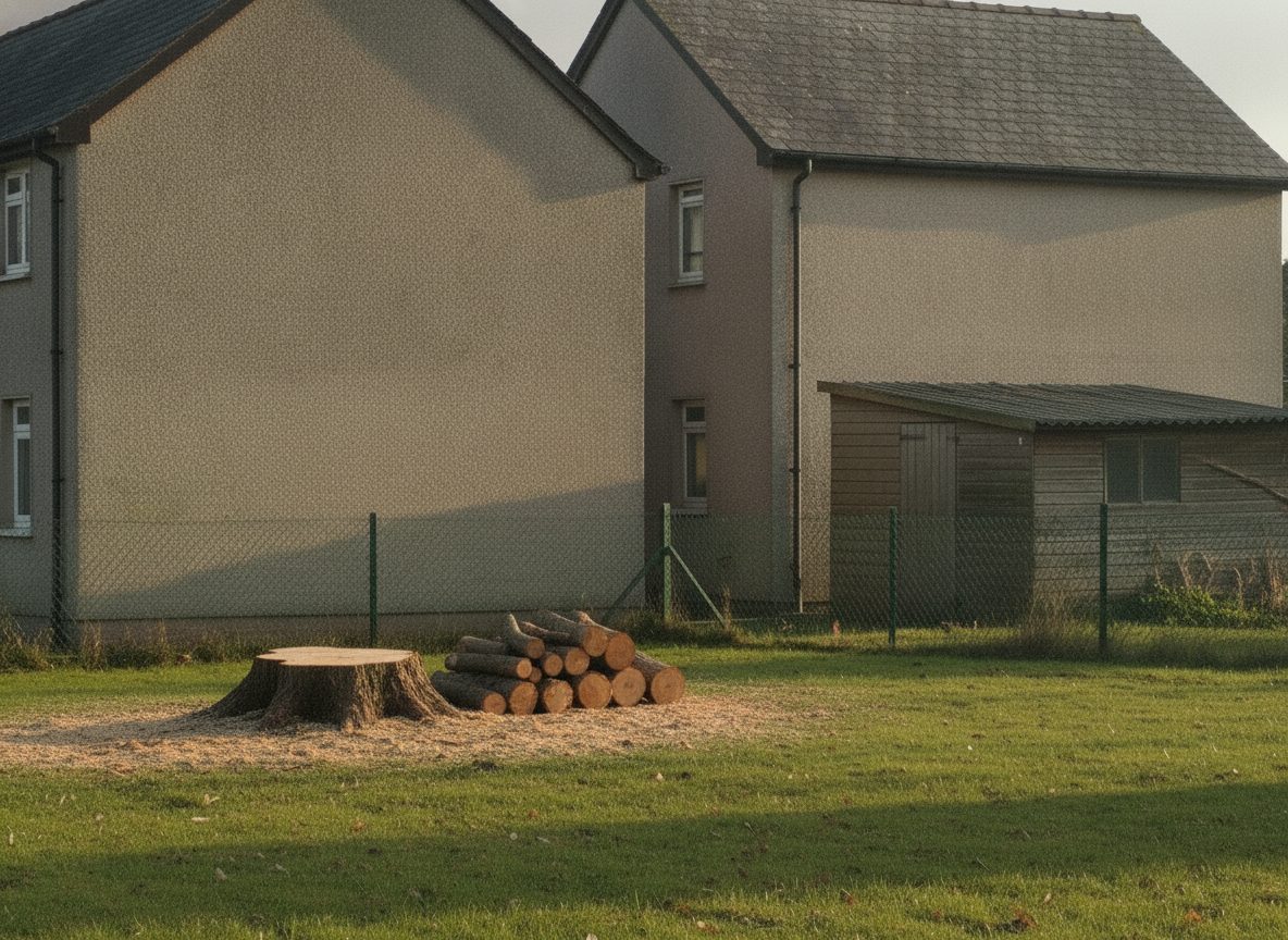 Après les travaux : abattage d'un arbre mort près d'une maison (photo d'illustration)