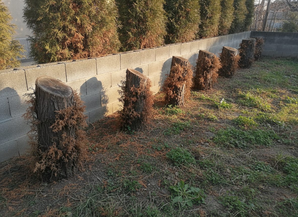 Avant les travaux : suppression des souches d'une ancienne haie (photo d'illustration)